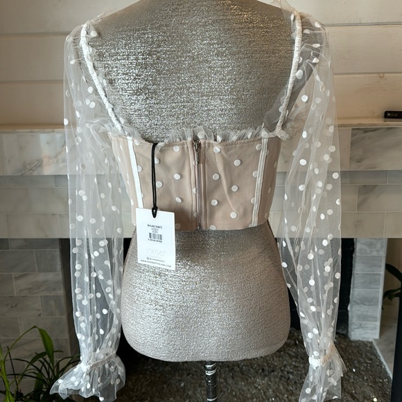 Runaway The Label Chloe White Spot Crop Top Size Medium NWTi - Picture 9 of 15